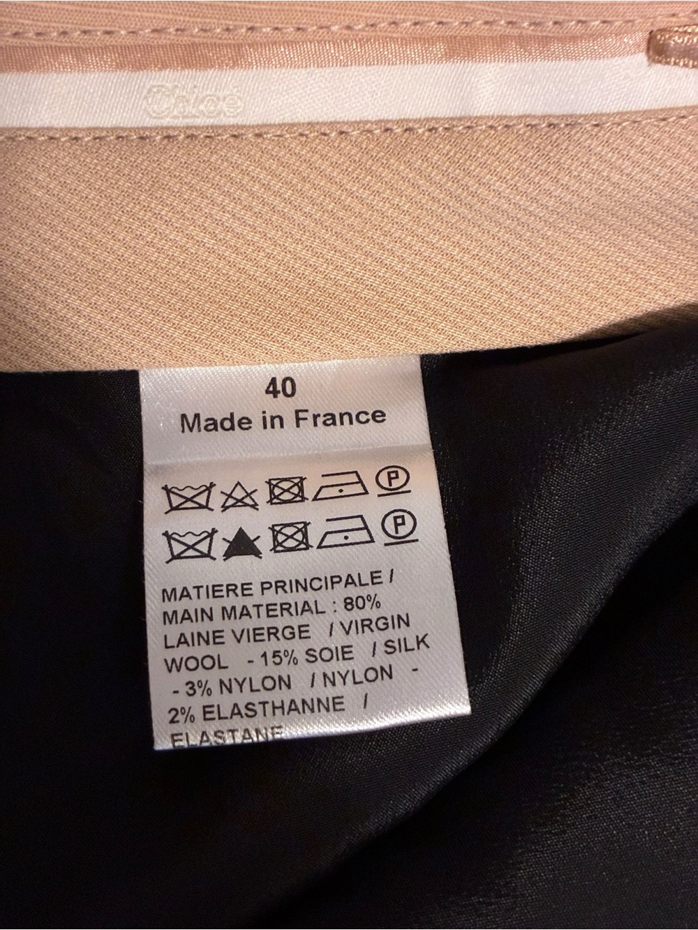 Chloé Black Wool Silk Wide Leg Tailored Trousers Made France FR 40 US 8 - Picture 10 of 12